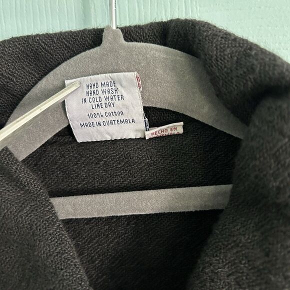 El Huarache Womens Black Woven Cotton Blazer Jacket XS Boho Vtg Minimalist Basic - Picture 3 of 10